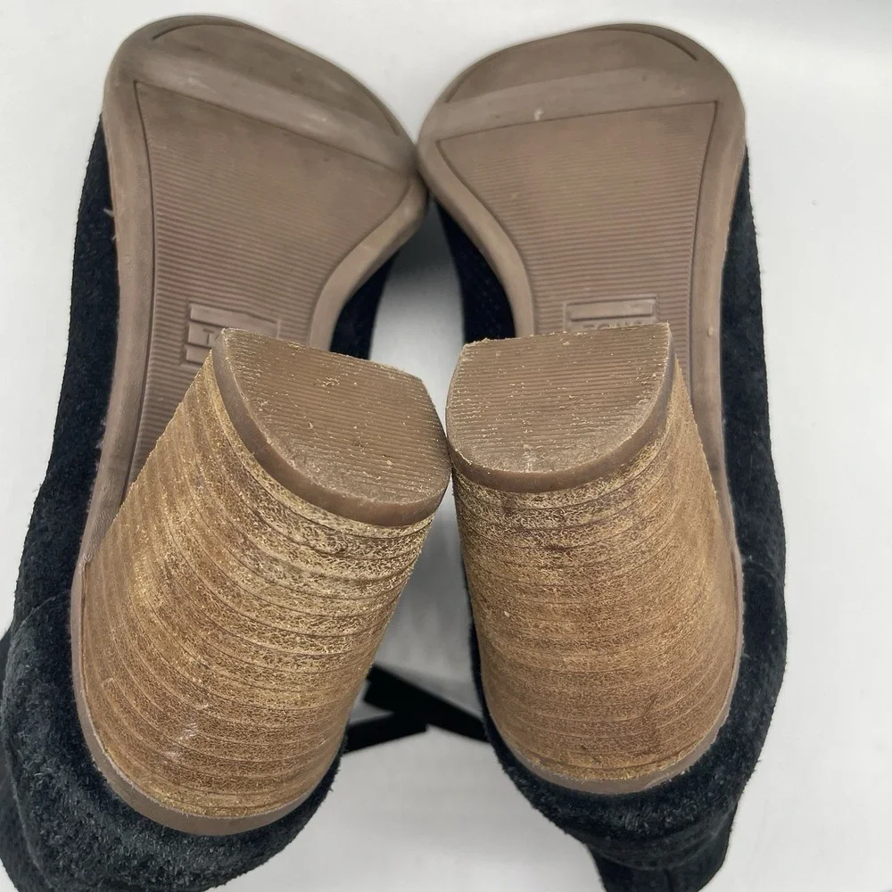 Toms Womens 9 Booties Majorca Peep Toe Perforated Black Suede‎ Ankle Boots